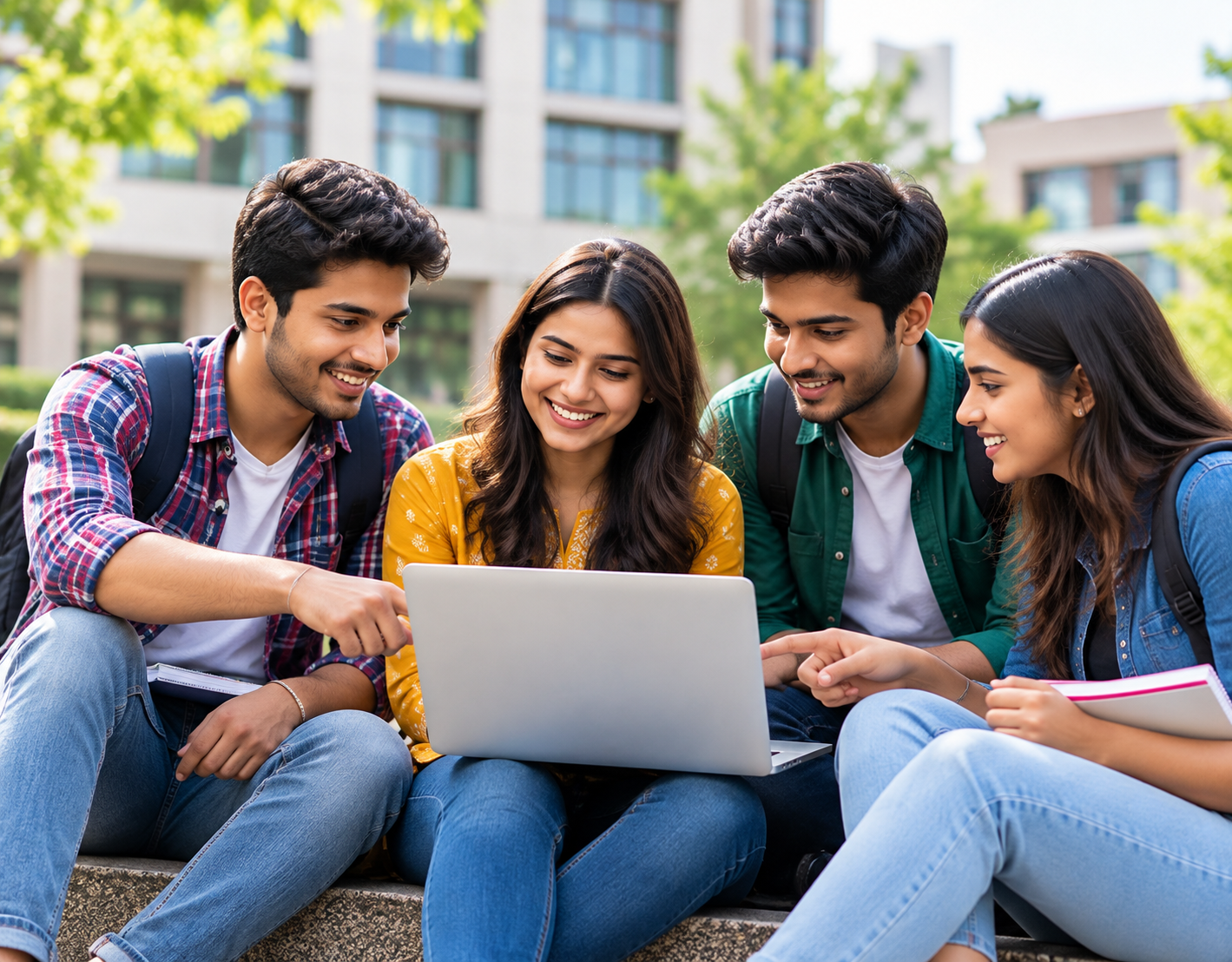 AIMT students studying together on campus